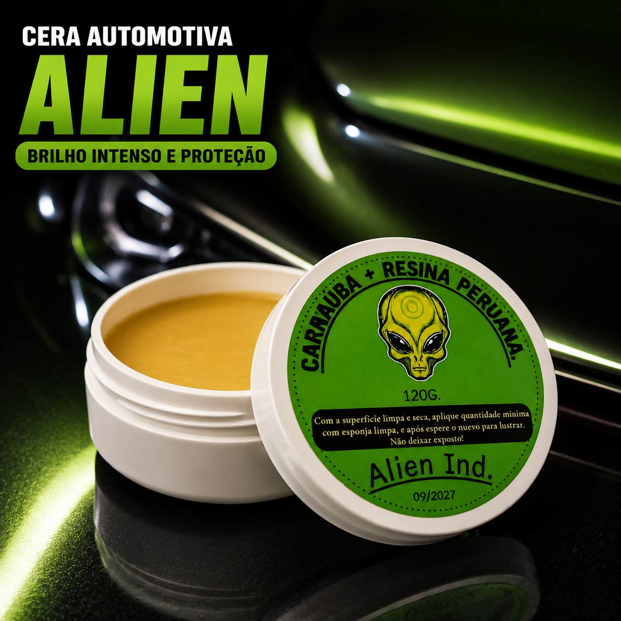 Cera Alien Automotiva Queimado Riscos Auto Brilho Repelente de Água