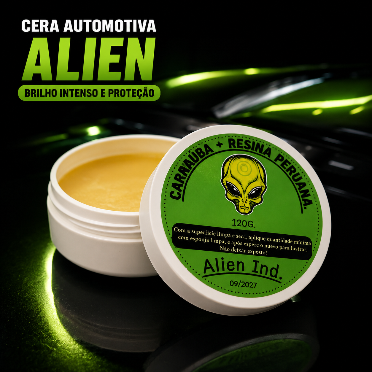 Cera Alien Automotiva Queimado Riscos Auto Brilho Repelente de Água
