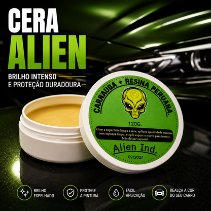 Cera Alien Automotiva Queimado Riscos Auto Brilho Repelente de Água